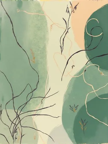 watercolor paint strokes,baishi,swampy landscape,cajal,thick paint strokes,tendril