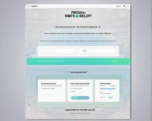 Create a prompt that depicts a futuristic and advanced technology interface for logging in to Freedom Debt Relief.,landing page,web mockup,website design,webdesign,flat design,homepage,web design,webs