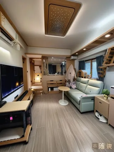 風格日式木系簡約風格, 沙發顏色轉淡黃色,motorhome,travel trailer,modern room,houseboat,camping bus,mobile home,gmc motorhome,smart home,nissan caravan,entertainment center,house trailer,ufo interior,sky apartment,japane