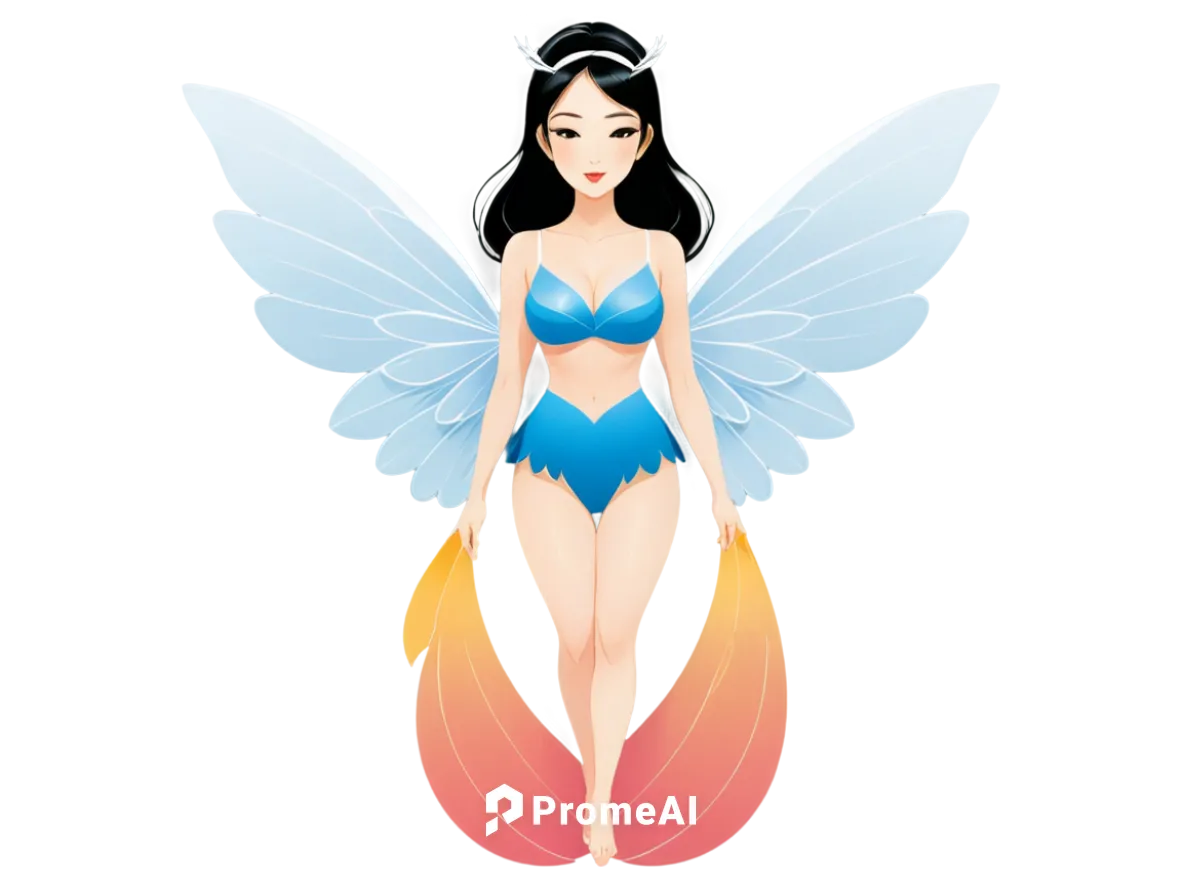 Fairy with wings, big breasts and slim waist (Asian body type), simple, geometric pattern, logo design,fairy,angel wings,faerie,fire angel,angel wing,angel girl,evil fairy,sylph,seraphim,sylphs,winged