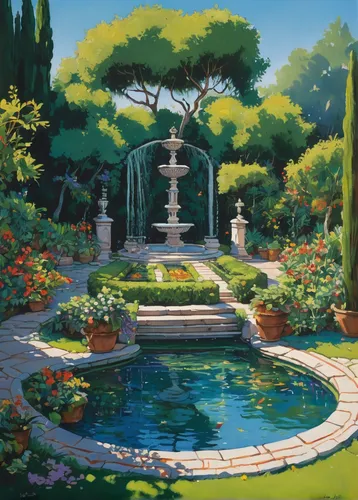 gardens,secret garden of venus,garden of the fountain,english garden,rosarium,garden,the garden,crescent spring,garden pond,garden of eden,fountain,fountain pond,stone fountain,japanese garden ornament,oasis,landscape designers sydney,garden of plants,decorative fountains,arboretum,water feature,Illustration,Children,Children 01