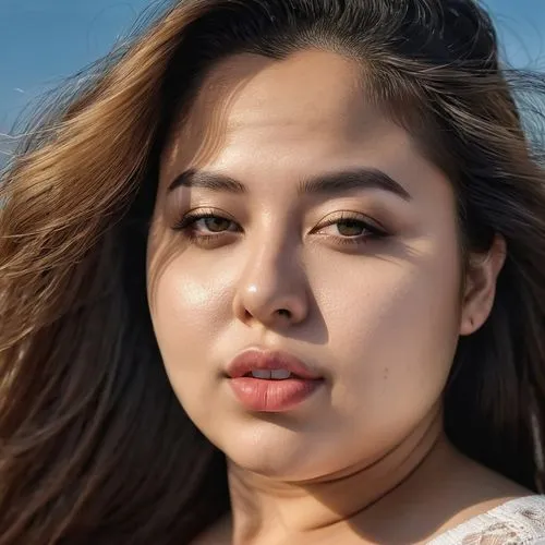 asian woman,full lips,long hair,portrait,young woman,bbw,Photography,General,Realistic