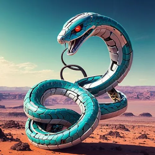 漫威風格機械蛇,機械動物,serpent,blue snake,serpiente,ouroboros,serpents,serpentis,Conceptual Art,Sci-Fi,Sci-Fi 04