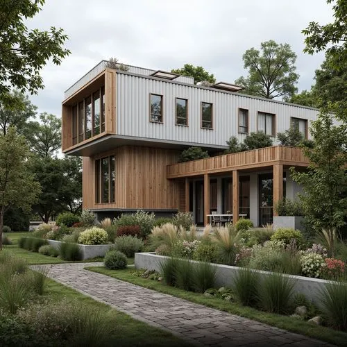 cohousing,passivhaus,modern house,timber house,mid century house,forest house,3d rendering,amagansett,danish house,wooden house,lohaus,cantilevers,ruhl house,cantilevered,residential house,new england style house,the garden society of gothenburg,dunes house,landscape design sydney,bohlin