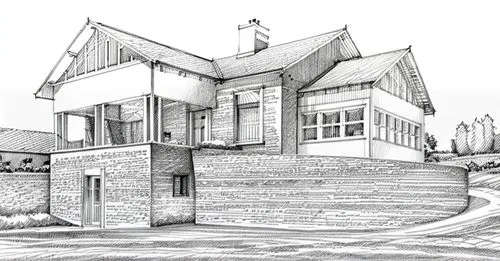 Line drawing in ink. Add more garden in the background.,sketchup,house drawing,houses clipart,3d rendering,revit,residential house,elevations,subdividing,architectural style,coreldraw,rowhouse,exterio