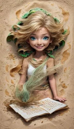 green mermaid scale,dryad,little girl fairy,faery,tinkerbell,mermaid background,little girl in wind,little girl reading,storybook character,faerie,authoress,gekas,fairy tale character,green folded paper,girl in a wreath,fantasy art,mystical portrait of a girl,colored pencil background,rapunzel,paper art,Common,Common,Fashion