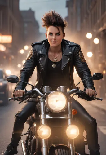 biker,motorcyclist,motorbike,motorcycle,motorcycles,motorcycling,tracer,pompadour,harley-davidson,mohawk,motorcycle racer,renegade,black motorcycle,punk,bullet ride,harley davidson,sprint woman,motor-bike,leather jacket,elle driver,Photography,Cinematic