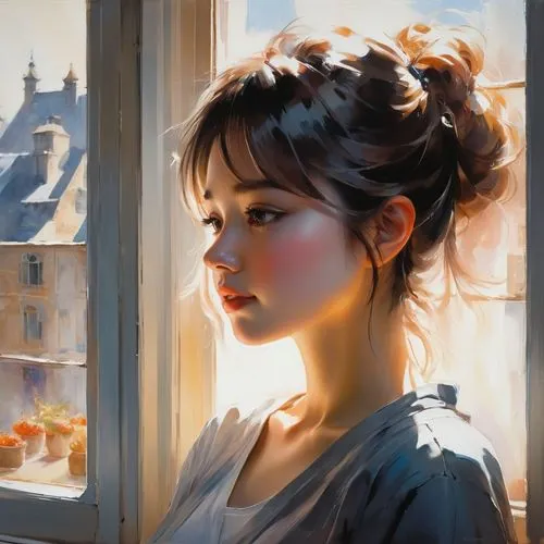 romantic portrait,fantasy portrait,belle,world digital painting,girl with bread-and-butter,heatherley,Conceptual Art,Oil color,Oil Color 03