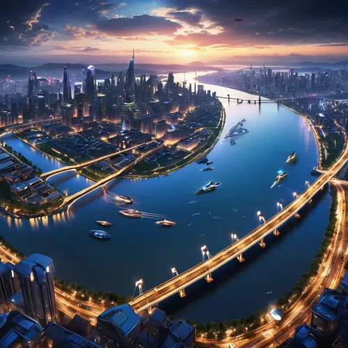 chongqing,heart of love river in kaohsiung,tianjin,72 turns on nujiang river,suzhou,huangpu river,shanghai,nanjing,shenyang,zhengzhou,haikou city,xiamen,shanghai disney,pudong,wuhan''s virus,danyang eight scenic,smart city,han river,dubai creek,guilin,Photography,General,Realistic