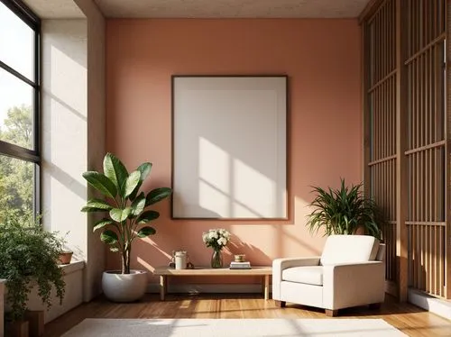 japanese-style room,bamboo curtain,gold-pink earthy colors,modern decor,modern room,sunroom,home corner,livingroom,bamboo frame,windowblinds,ikebana,living room,window blinds,hallway space,copper frame,sitting room,contemporary decor,bedroom,apartment,interior design