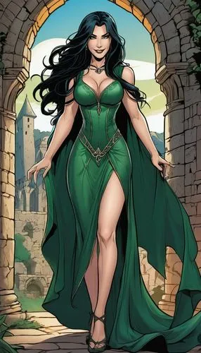 eldena,hela,ghazan,background ivy,siryn,enchantress,Illustration,American Style,American Style 13