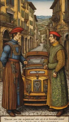 botticelli,street organ,medieval market,cinquecento,car service,carsharing,street musicians,parcel service,anachronism,cool woodblock images,candlemas,volterra,car battery,merchant,autotransport,car dealer,lombardy,craftsmen,cimbalom,italian painter,Art,Classical Oil Painting,Classical Oil Painting 28