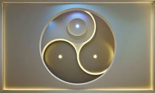 Gypsum decoration in the ceiling of a room with hidden LED lighting
,an illuminated logo with two circles and lights,medical logo,medical symbol,clogau,magatama,ooma,embryologist,Photography,General,N