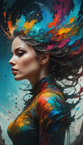 world digital painting,mystical portrait of a girl,fantasy art,art painting,the festival of colors,psychedelic art,meticulous painting,fantasy portrait,colorful background,digital art,painting technique,sci fiction illustration,colorful foil background,painter,creative spirit,abstract artwork,woman thinking,boho art,creative background,digital painting,Photography,General,Fantasy