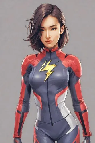  Heavy makeup, messy dyed hair, angular cheekbones, small eyes, thin lips, low nose, upper body,a cartoon image of a female in a body suit,zuoyun,chungli,haeju,natashquan,superwasp,injong,Digital Art,