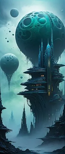 futuristic landscape,sci fiction illustration,arcology,fantasy landscape,homeworlds,alien world,mushroom landscape,alien planet,sulaco,primordia,prospal,cyberia,deltha,airships,ancient city,homeworld,skyterra,sci fi,coldharbour,scifi,Unique,Paper Cuts,Paper Cuts 01