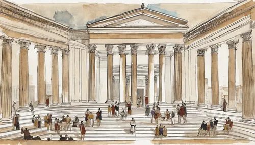 saint george's hall,british museum,treasury,palais de chaillot,pantheon,st peter's square,doric columns,national archives,neoclassical,colonnade,peabody institute,konzerthaus berlin,ancient greek temple,temple of diana,the parthenon,school of athens,greek temple,lithograph,nyse,ancient roman architecture,Art,Classical Oil Painting,Classical Oil Painting 02