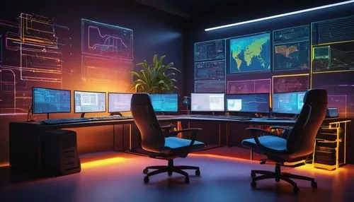 computer room,blur office background,workstations,modern office,monitor wall,computer workstation,control center,the server room,neon human resources,control desk,working space,monitors,creative office,workspaces,cyberscene,cybercafes,fractal design,cinema 4d,computerworld,computerized,Art,Classical Oil Painting,Classical Oil Painting 26