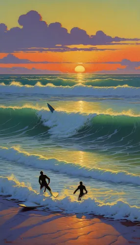 surfers,surfing,surfer,surf,sunset beach,surf fishing,sunrise beach,bodyboarding,beach landscape,surf scoter,coast sunset,seascape,surfboards,fishermen,surfboat,surfing equipment,stand up paddle surfing,surf kayaking,surfboard shaper,aptos,Art,Classical Oil Painting,Classical Oil Painting 14