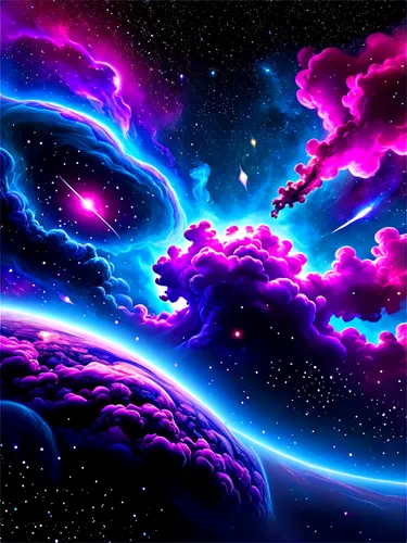 space art,nebula,vast,ultraviolet,galaxy,colorful stars,unicorn background,nebula 3,purple wallpaper,space,purple and pink,galaxy collision,cosmos,colorful background,supernova,purple landscape,planet alien sky,alien world,alien planet,sky,Illustration,Realistic Fantasy,Realistic Fantasy 39