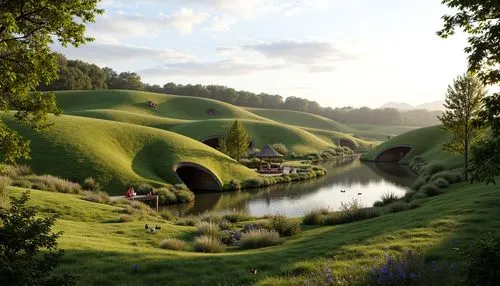 hobbiton,fantasy landscape,shire,green meadow,green landscape,meadow landscape,3d rendered,ecotopia,3d fantasy,render,virtual landscape,beleriand,green valley,3d render,vegetables landscape,landscape background,3d rendering,nargothrond,moss landscape,tea field