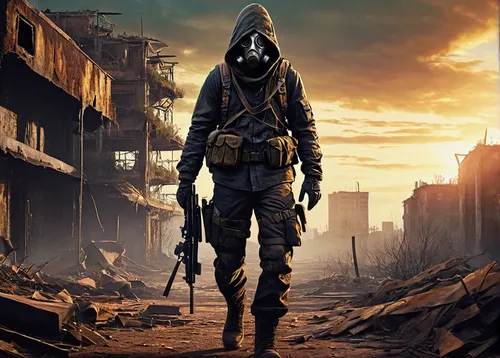 post apocalyptic,jackal,wasteland,balaclava,erbore,assassin,pollution mask,gas mask,respirator,hooded man,apocalyptic,ventilation mask,fallout,fallout4,sandstorm,post-apocalyptic landscape,vigil,the wanderer,district 9,post-apocalypse,Illustration,Abstract Fantasy,Abstract Fantasy 15