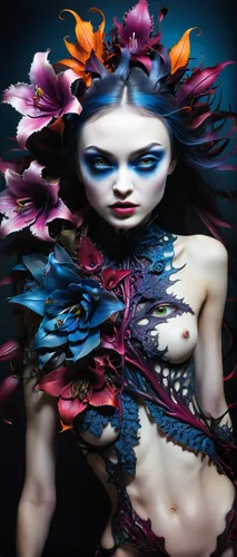 body painting,bodypainting,bodypaint,neon body painting,passionflower,faery,faerie,body art,elven flower,voodoo woman,flower fairy,blue enchantress,the enchantress,kahila garland-lily,dryad,bleeding heart,splintered,image manipulation,marionette,fallen petals