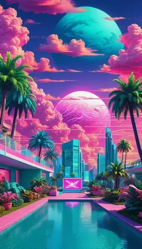 futuristic landscape,miami,haulover,aesthetic,tropics,fantasy city,Conceptual Art,Sci-Fi,Sci-Fi 28