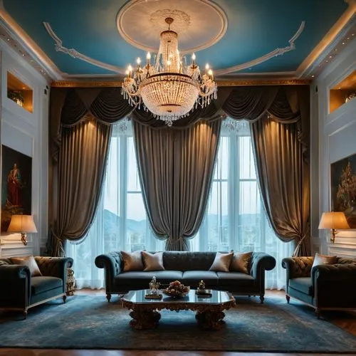 ornate room,blue room,great room,claridge,royal interior,sitting room,Photography,General,Fantasy