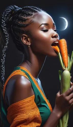 woman eating apple,mystic light food photography,african woman,african art,woman with ice-cream,love carrot,rwanda,appetite,big carrot,vuvuzela,carrot,conceptual photography,carrot juice,photomanipulation,vitamin c,hunger,nigeria woman,gourds,african culture,the flute,Conceptual Art,Fantasy,Fantasy 03