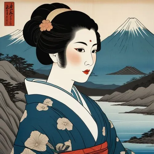 uemura,ukiyoe,maiko,geiko,cool woodblock images,geisha,Illustration,Japanese style,Japanese Style 21