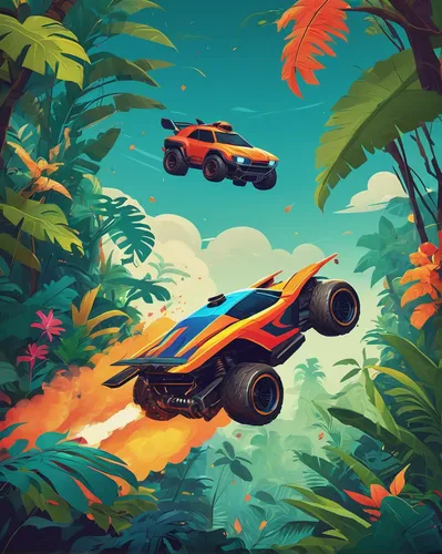 game illustration,mobile video game vector background,skull racing,game art,off-road vehicles,retro vehicle,tropics,off-road racing,alligator alley,sci fiction illustration,jungle,off-road,game car,crash-land,desert safari,off-roading,vector illustration,off-road car,rally raid,car race,Illustration,Vector,Vector 08