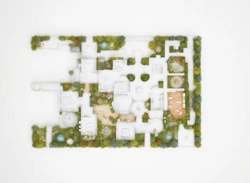 an overhead view of the house shows the lawn, gardens and roof plans,tilt shift,cohousing,voxels,voxel,photogrammetric,isometric,Illustration,Realistic Fantasy,Realistic Fantasy 37