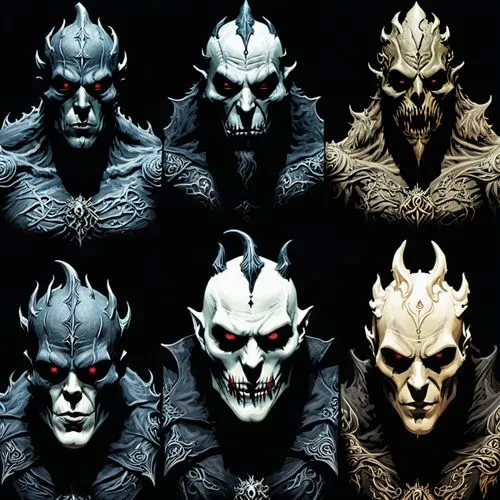 halloween masks,nidaros,malekith,tribal masks,darzins,skulls,Illustration,Realistic Fantasy,Realistic Fantasy 46