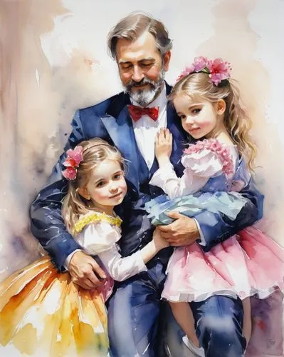 mulcair,guccini,renoirs,figli,schnauss,granddaughters,Illustration,Paper based,Paper Based 11