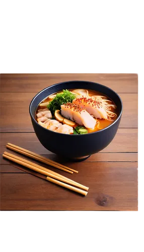 Delicious food, Japanese-style dining, beautiful detailed sushi, mouth-watering ramen, steaming hot bowl, ceramic chopsticks, wooden table, warm lighting, 3/4 composition, shallow depth of field, vibr