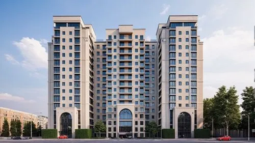 RESIDENTIAL BUILDING, FIRST FLOORS ARE SHOPPINGS, CITY ENVIRONMENT, BESIDE IS ROAD, TREES, CARS, UZBEK NATIONAL STYLE, 
,rotana,appartment building,zorlu,lodha,mgimo,minsk,krasnodar,evagora,zelenograd