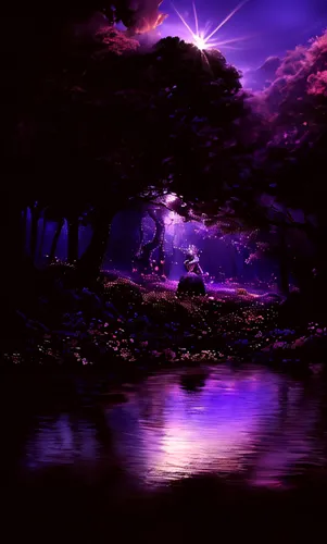 purple landscape,purple wallpaper,purpleabstract,cartoon video game background,3d background,dusk background,nightscape,fantasy landscape,purple moon,landscape background,fantasy picture,fairy world,fairy forest,purple background,moonlit night,night scene,art background,cave on the water,virtual landscape,forest of dreams