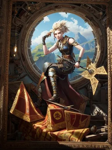 joan of arc,female warrior,beautiful frame,playmat,portrait background,meteora,athena,celtic queen,elza,artemisia,monsoon banner,caerula,frame illustration,swordswoman,gold frame,cg artwork,full hd wallpaper,minerva,background images,goddess of justice,Common,Common,Game