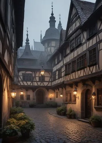 medieval street,medieval town,rothenburg,townscapes,lohr,quedlinburg,rothenburg of the deaf,half-timbered houses,alsace,highstein,rattay,colmar,butzbach,goslar,medieval,rothenberg,banneret,nuremberg,bamberg,colmar city,Illustration,Realistic Fantasy,Realistic Fantasy 07