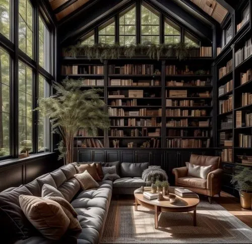 book wall,bookshelves,reading room,bookcase,bookshelf,living room,livingroom,great room,coffee and books,relaxing reading,interior design,beautiful home,sitting room,interiors,read a book,cozy,book collection,shelving,modern decor,loft