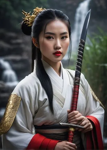 katana,beautiful girls with katana,mulan,geisha,geisha girl,samurai fighter,korean culture,samurai,female warrior,japanese woman,japanese martial arts,oriental princess,oriental girl,yi sun sin,warrior woman,inner mongolian beauty,swordswoman,asian culture,samurai sword,eskrima,Illustration,Realistic Fantasy,Realistic Fantasy 17