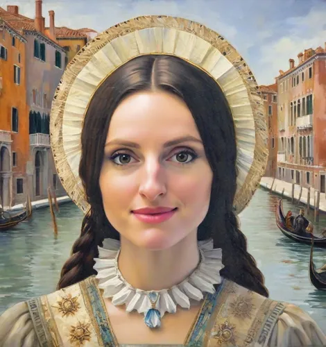 Young girl. Painting in the style of Leonardo da Vinci. Impasto multi-layer painting technique.,venetian,venetia,italian painter,woman with ice-cream,romantic portrait,girl in a historic way,hallia ve