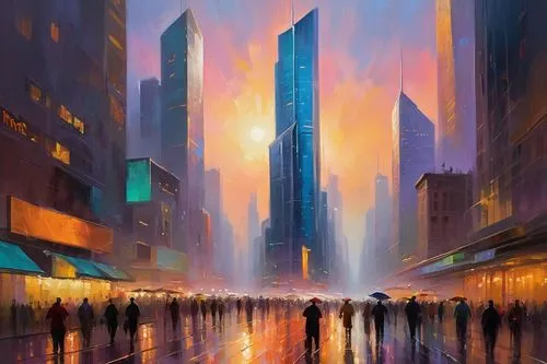 cityscape,skyscrapers,world digital painting,colorful city,metropolis,skyscraper,futuristic landscape,cityzen,evening city,digital painting,cybercity,city scape,the skyscraper,kinkade,urban,atmospheres,pedestrian,dystopian,city corner,dusk,Conceptual Art,Oil color,Oil Color 22