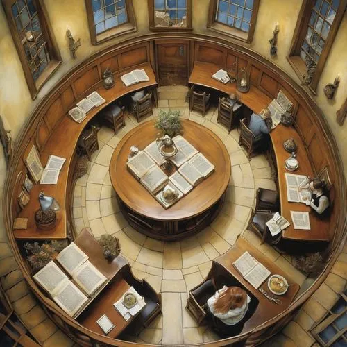 board room,study room,reading room,conference room,boardroom,archivists,Illustration,Realistic Fantasy,Realistic Fantasy 14