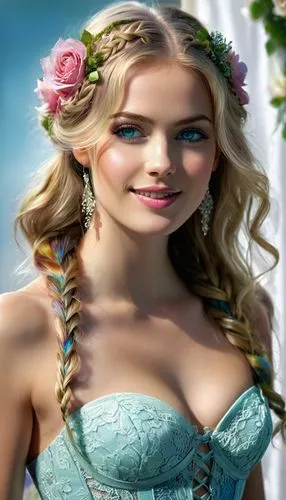 celtic woman,rapunzel,elsa,jessamine,beautiful girl with flowers,fairy tale character,girl in flowers,fae,elven flower,romantic look,princess anna,fantasy picture,fantasy portrait,celtic queen,romantic portrait,hula,faerie,faery,pretty young woman,fantasy woman,Conceptual Art,Daily,Daily 32