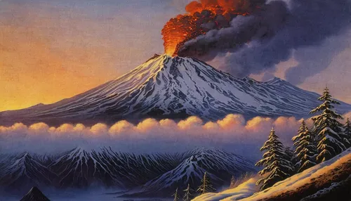 koryaksky volcano,stratovolcano,the volcano avachinsky,eruption,volcano,volcanism,volcanos,volcanic eruption,volcanic landscape,fire mountain,the eruption,volcanoes,popocatepetl,gorely volcano,kamchatka,volcano laki,krafla volcano,the volcano,calbuco volcano,types of volcanic eruptions,Illustration,Retro,Retro 01