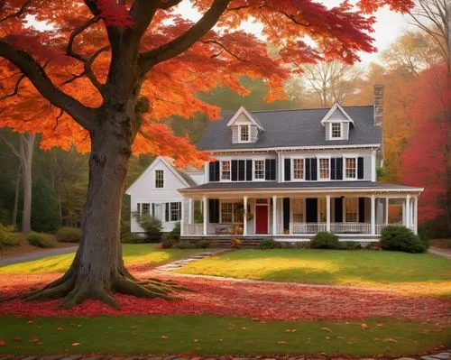 fall landscape,autumn idyll,autumn decor,autumn decoration,home landscape,country house,fall foliage,beautiful home,country cottage,autumn landscape,autumn scenery,new england style house,seasonal autumn decoration,autumn background,house in the forest,colors of autumn,houses clipart,autumn theme,autumn foliage,landscape red,Illustration,Children,Children 06