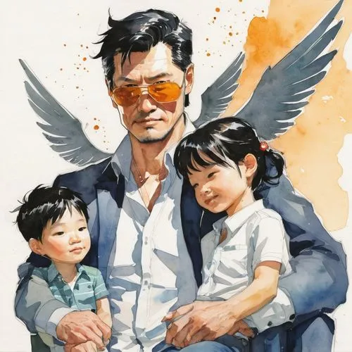 sityodtong,kojima,guangcheng,super dad,rockwell,father,Illustration,Paper based,Paper Based 07