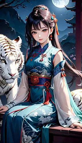 kitsune,oriental princess,oriental painting,asian tiger,oriental girl,geisha,japanese art,wuchang,yi sun sin,chinese art,oriental,calico cat,tigers,chinese pastoral cat,white tiger,spring festival,shuanghuan noble,chinese background,geisha girl,bengal tiger,Anime,Anime,General